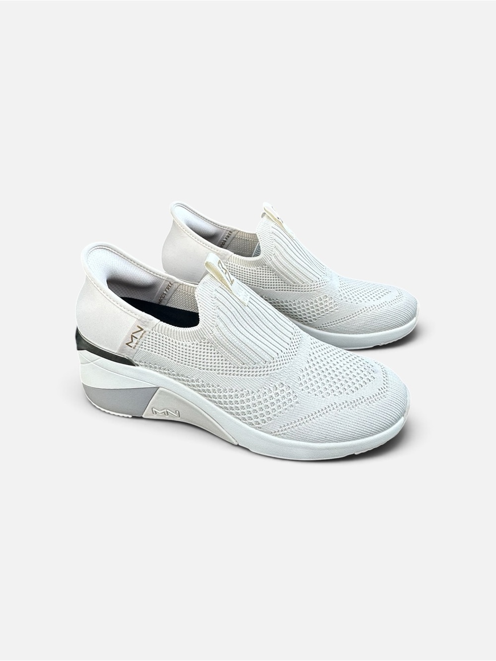 Skechers White Knit Slip-On Women's Sneakers
